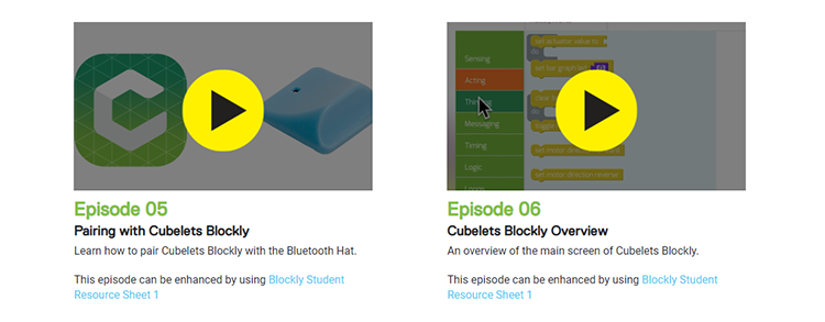 Create with Cubelets is a student-facing video series teaching Blockly coding basics